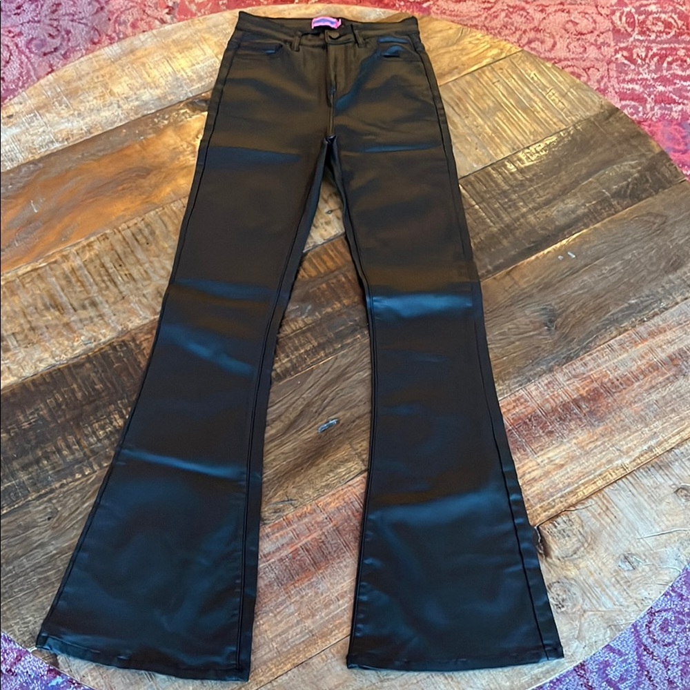 Edikted Faux Leather Black Flare Pants